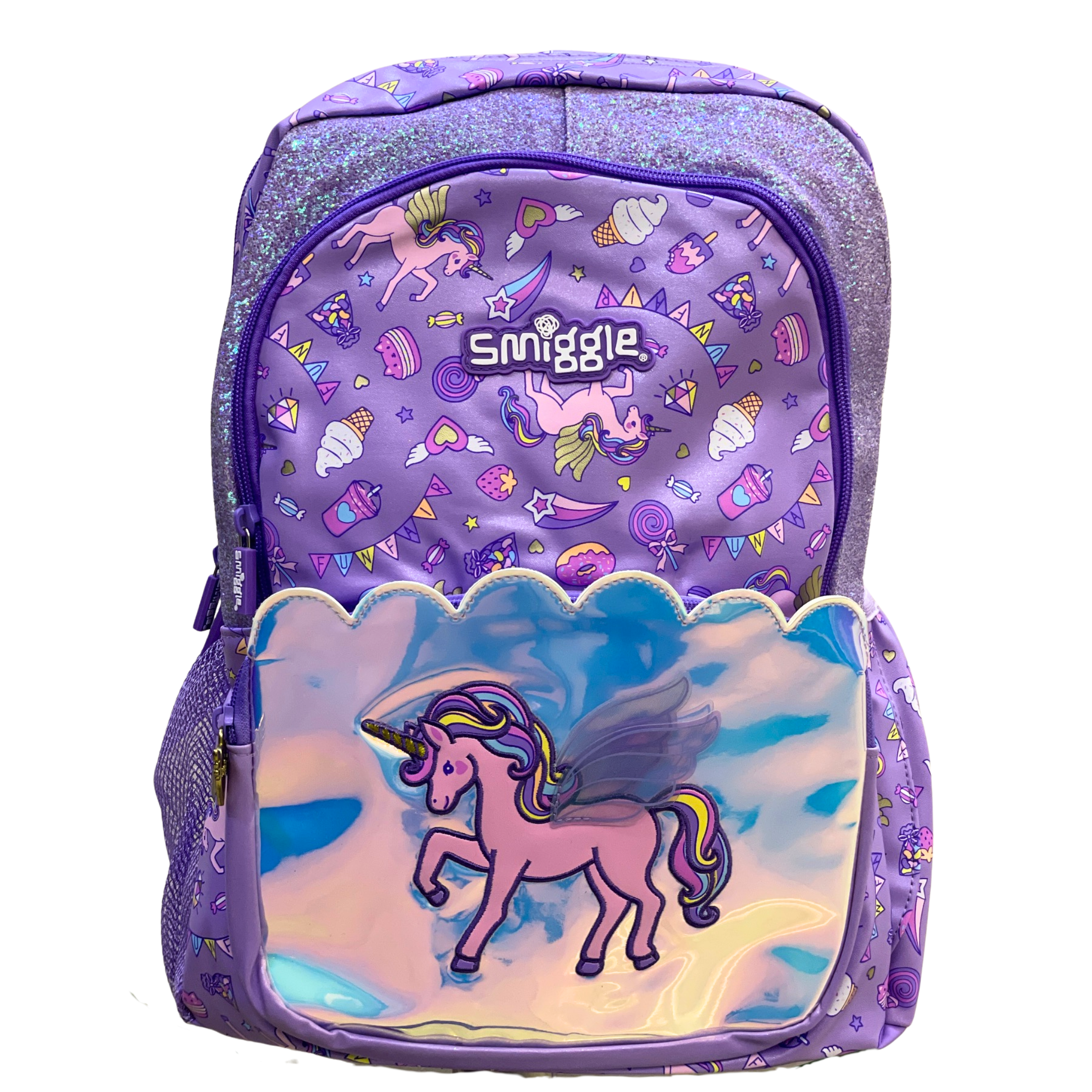 Smiggle Magical Unicorn Fantasy Holographic School Backpack (18-Inch) – Girls