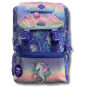 Smiggle Mermaid Seahorse Glitter Foldover School Backpack (18 inch)