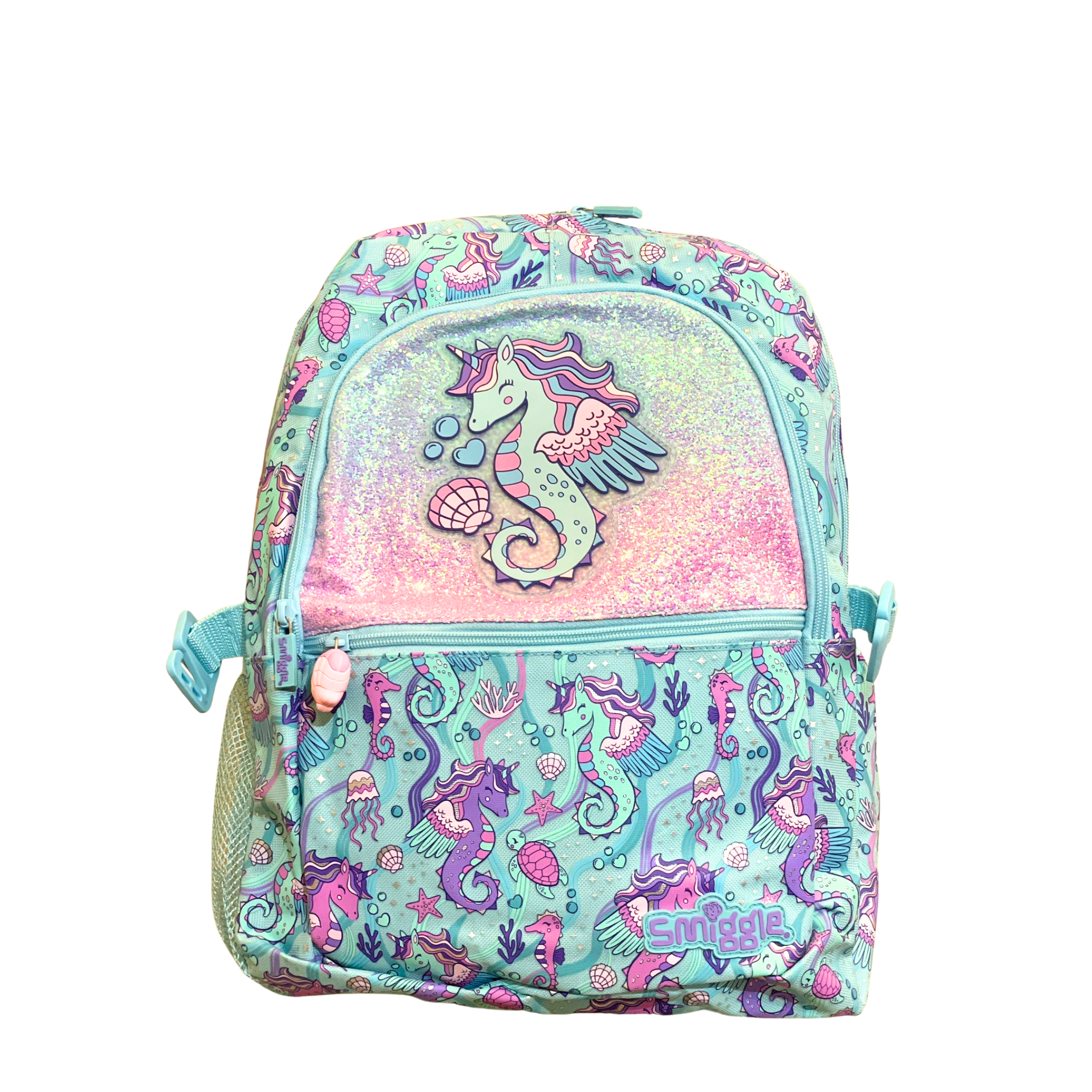 Smiggle Mermaid Seahorse Glitter School Backpack (18-Inch) – Girls