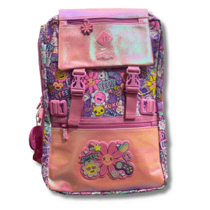 Smiggle Pink Smile & Fun Icons Glitter School Backpack (18 inch)