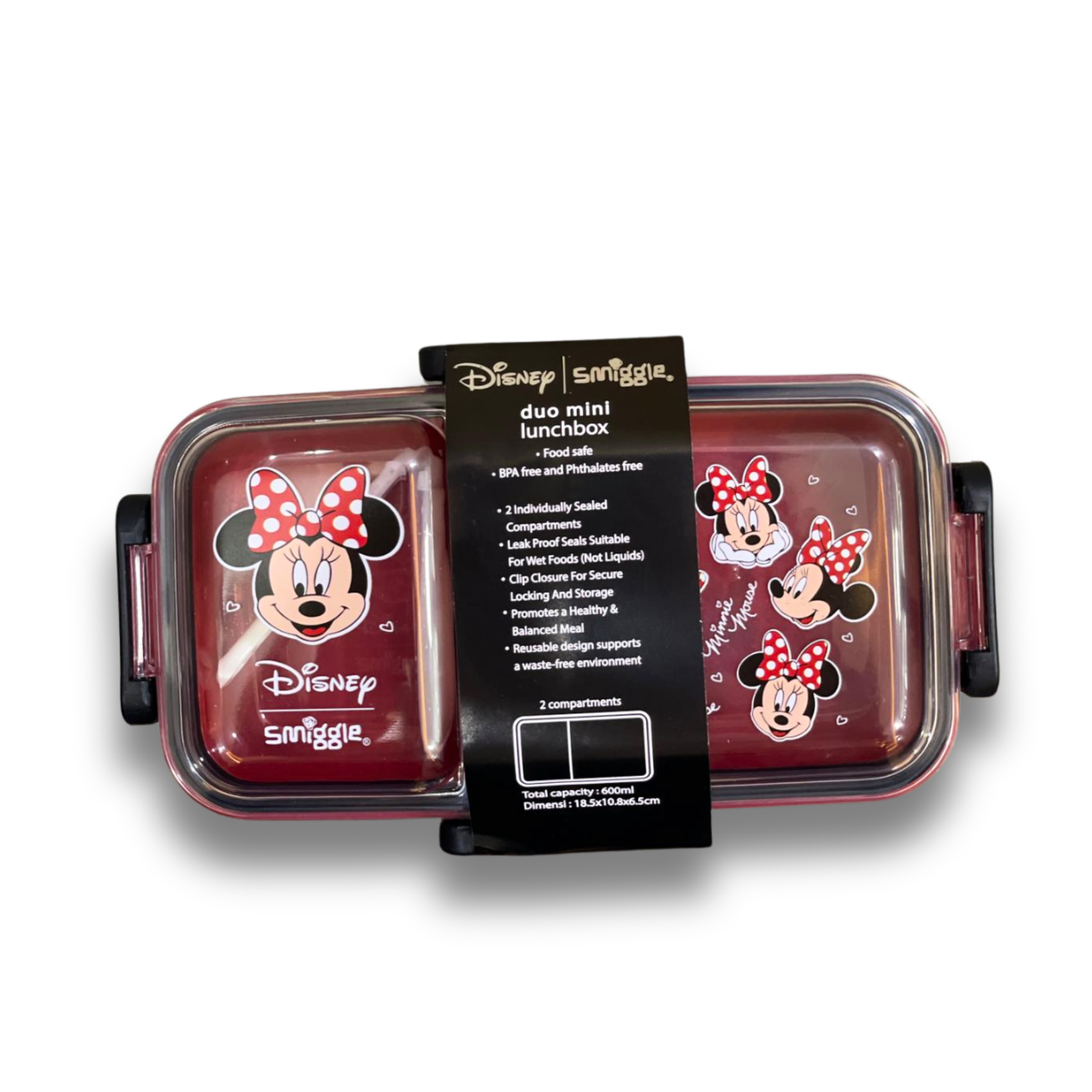 Minnie Mouse Duo Mini Lunch Box – 2 Compartments (Smiggle Edition)