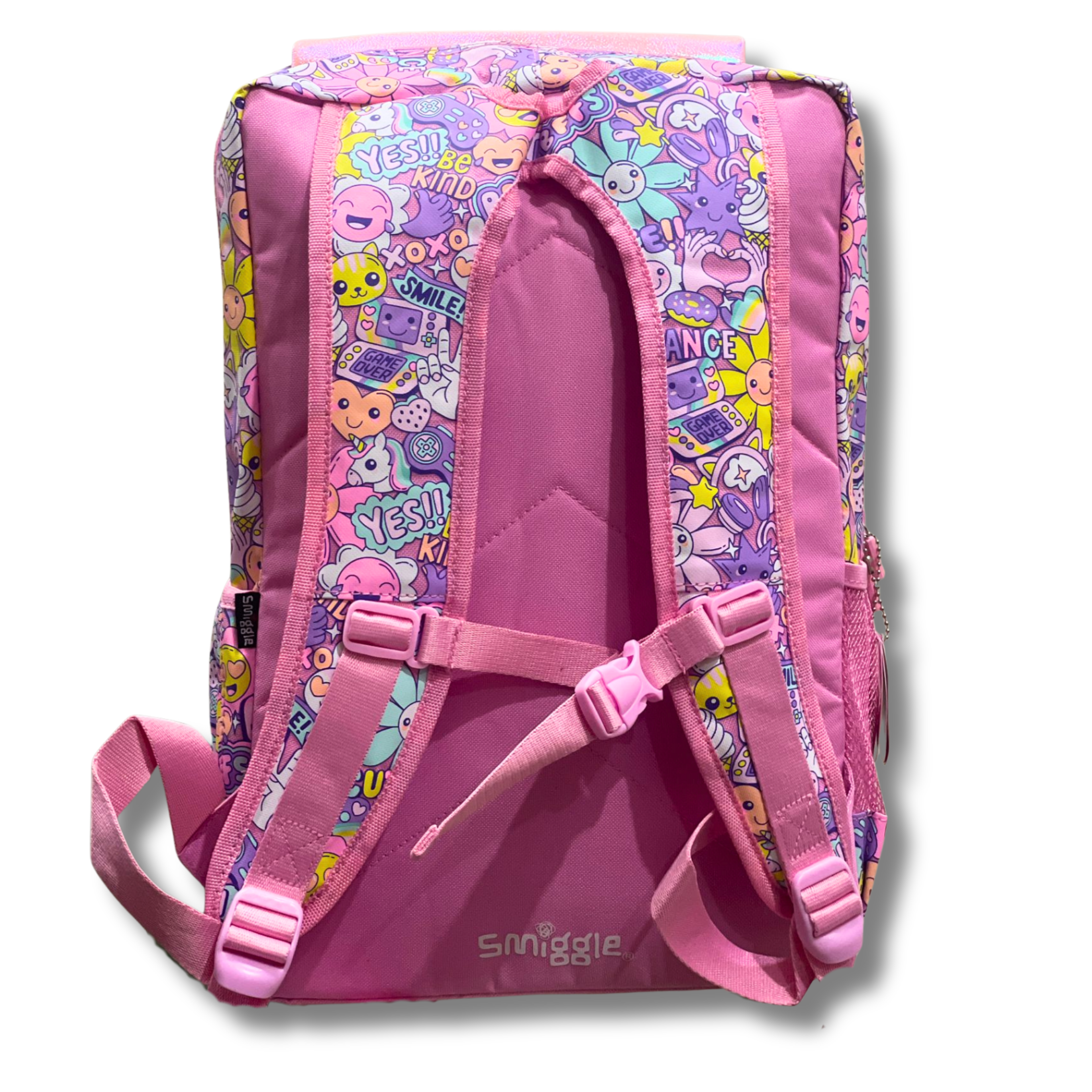 Smiggle Pink Smile & Fun Icons Glitter School Backpack (18 inch) - Image 2