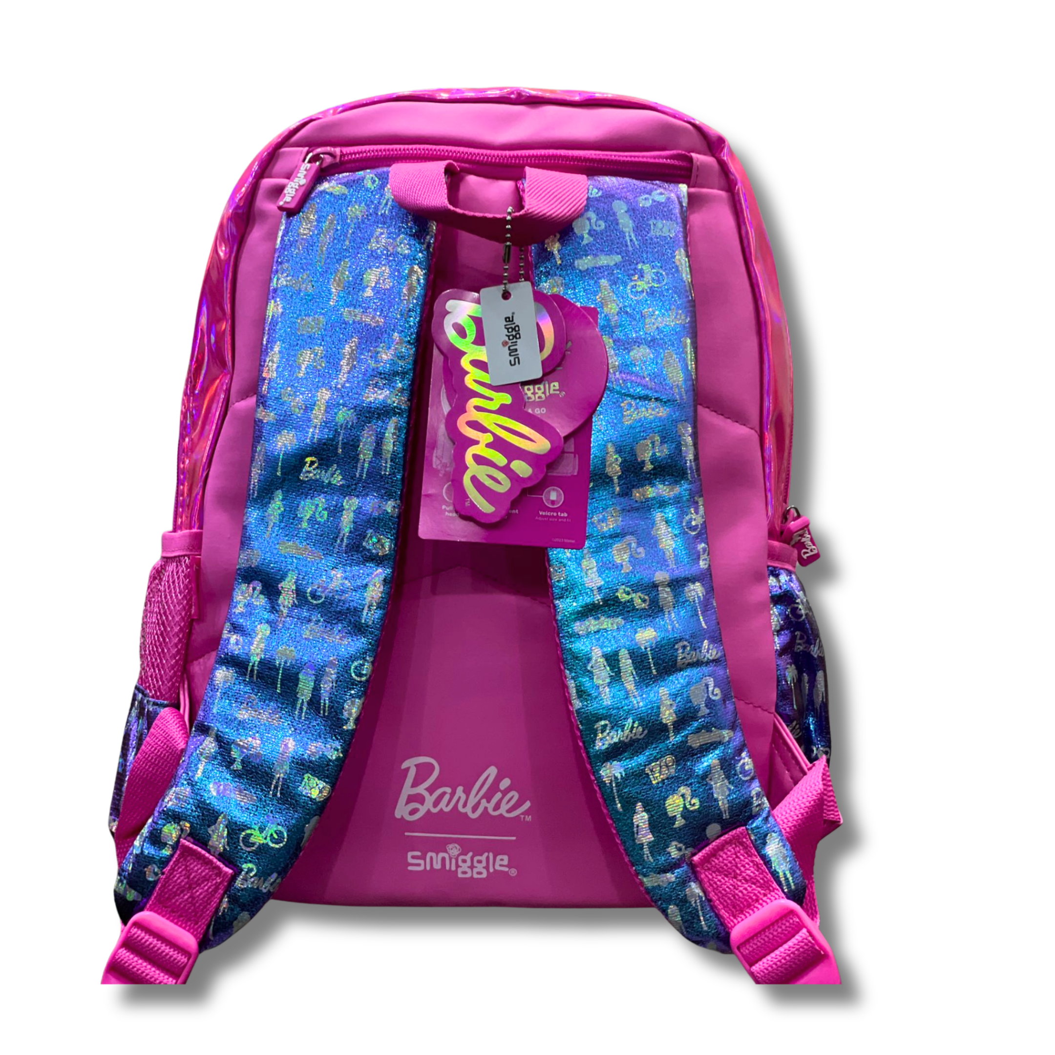 Smiggle Barbie Glam Shine Pink & Blue Backpack (14 inch) - Image 2