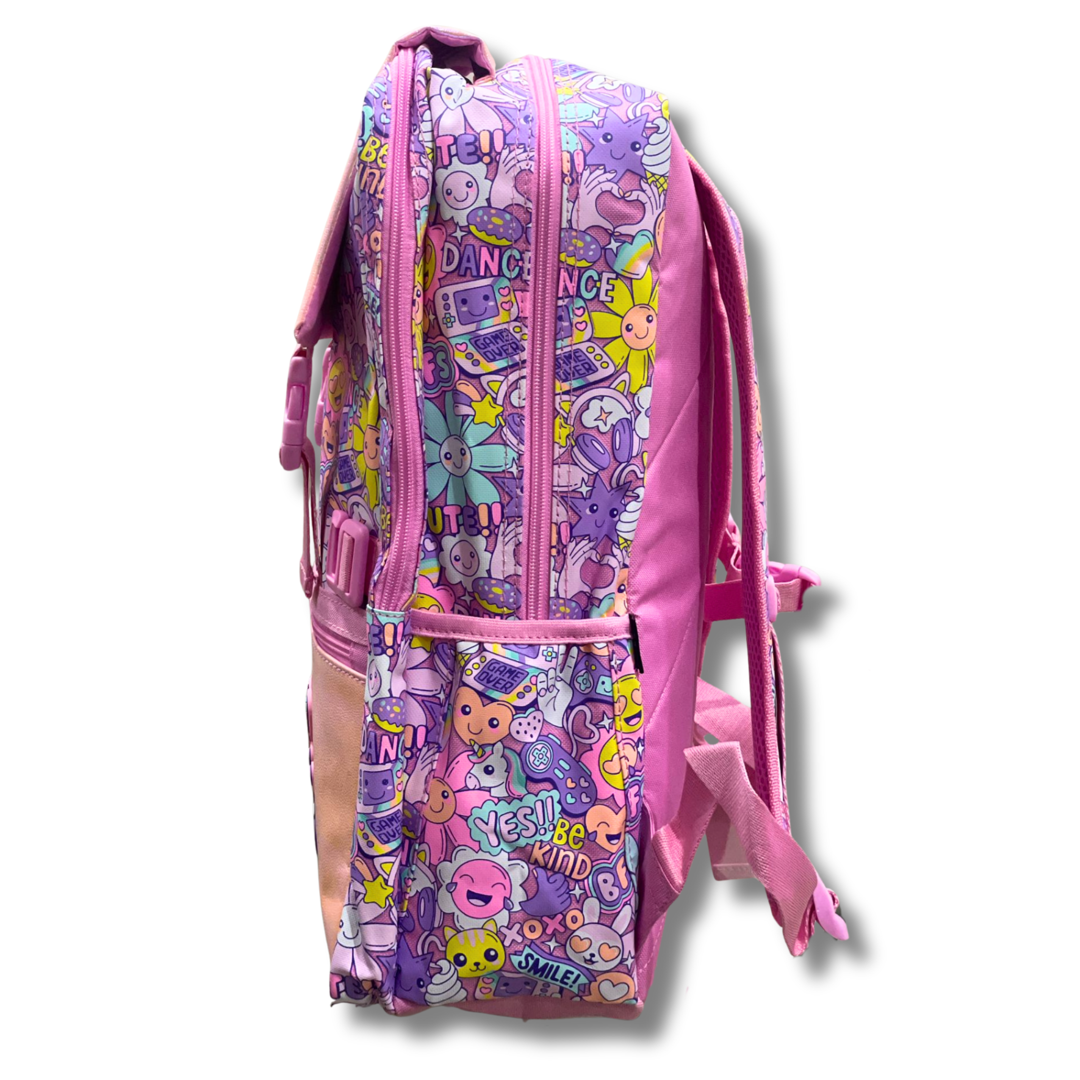 Smiggle Pink Smile & Fun Icons Glitter School Backpack (18 inch) - Image 3