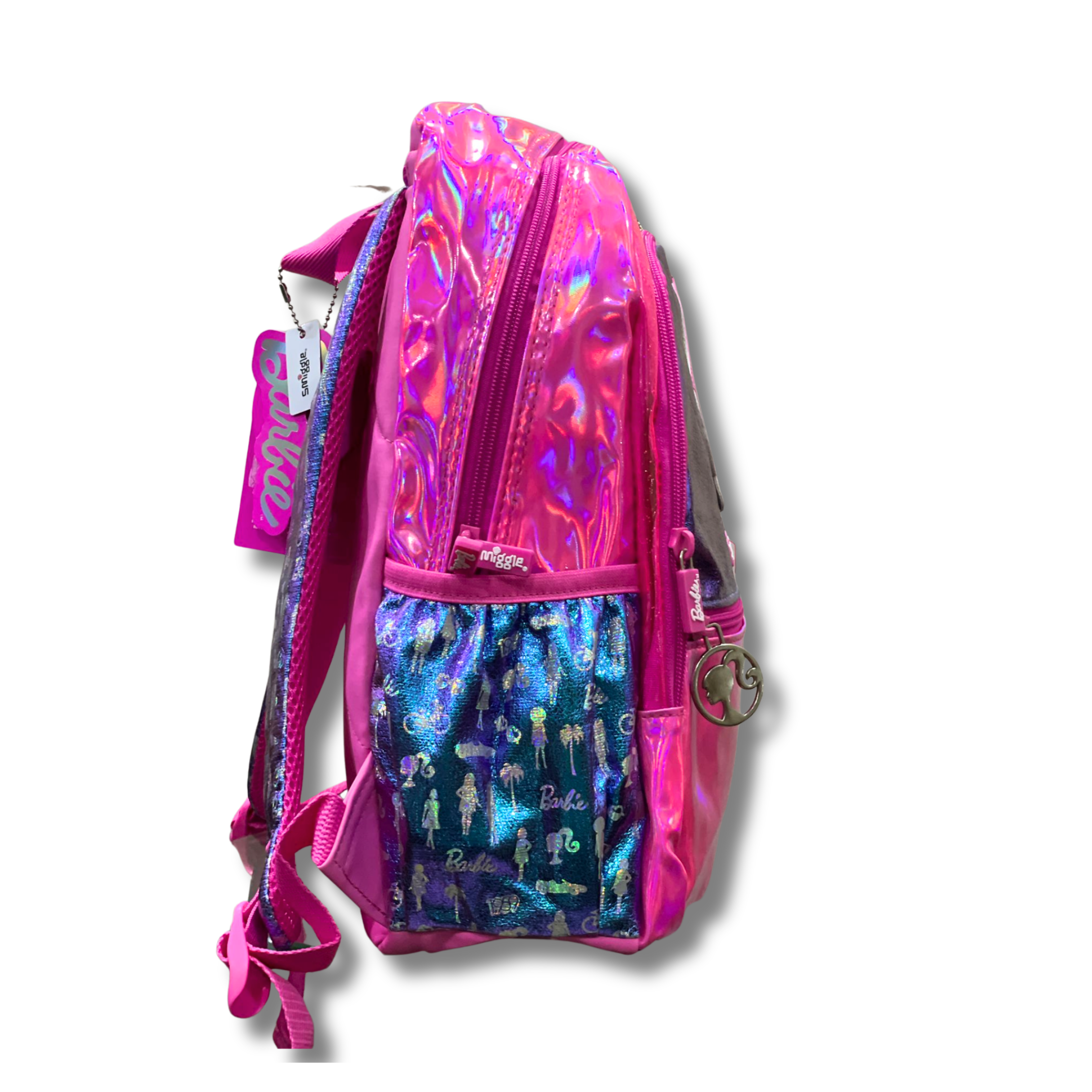 Smiggle Barbie Glam Shine Pink & Blue Backpack (14 inch) - Image 3