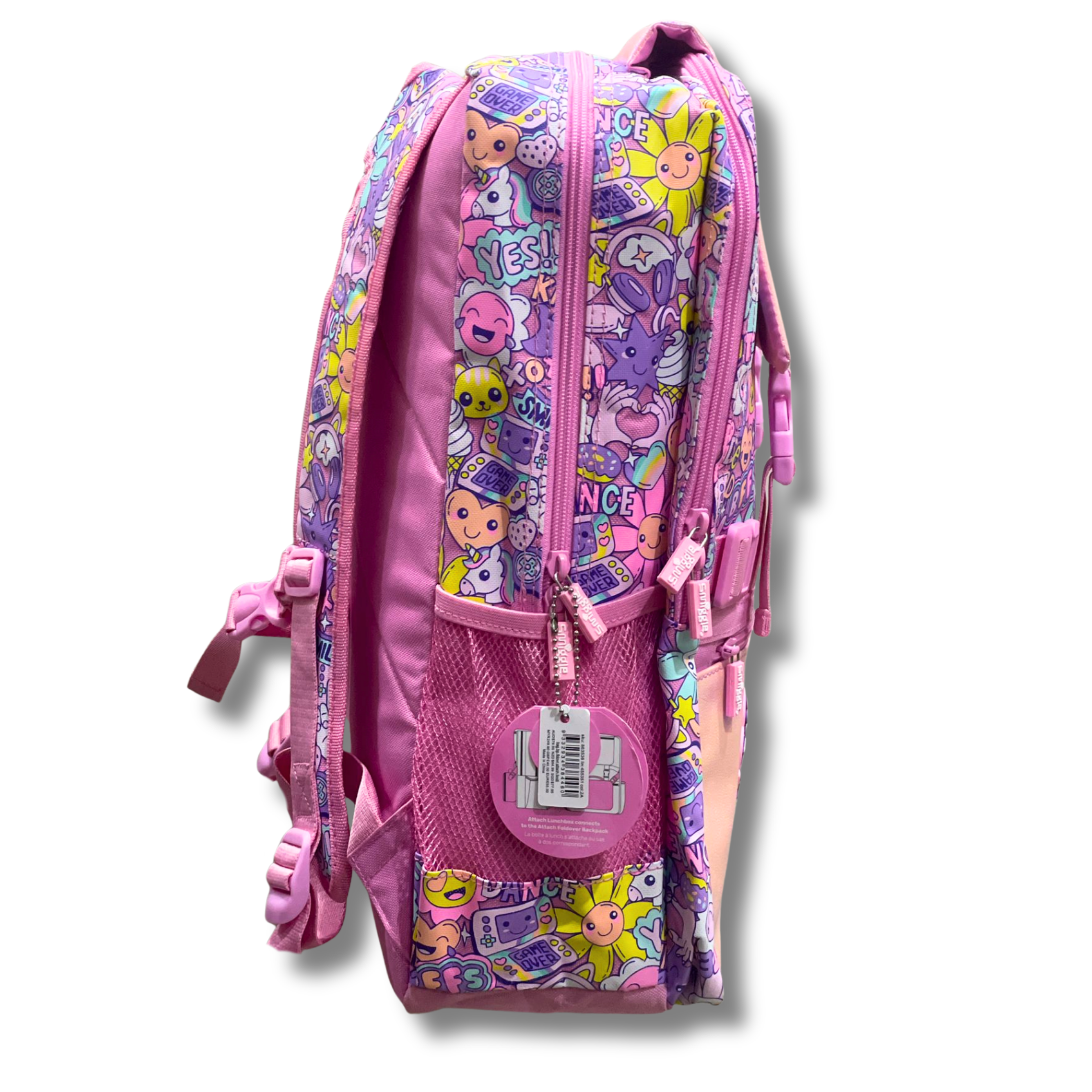Smiggle Pink Smile & Fun Icons Glitter School Backpack (18 inch) - Image 4