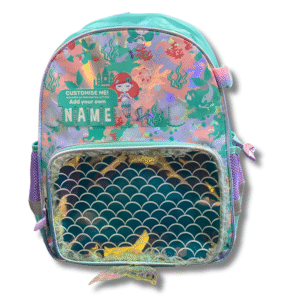 Vest 14" Mermaid Splash Backpack – Holographic Shine | Custom Name Tag | Nursery–KG Girls