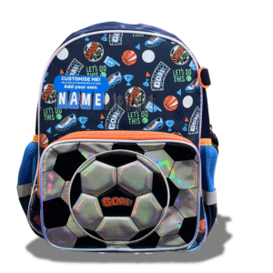 Vest 14" Sports Goal Backpack – 3D Football Front | Custom Name Tag | Nursery–KG Boys