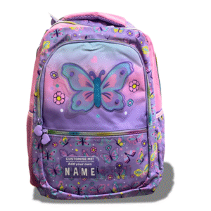 Vest 17" Butterfly Bloom School Bag – Glitter Wings | Custom Name Tag | Pastel Design