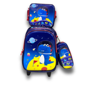 16Inch 3-Piece Dino Space Trolley Bag Set for Boys, Grade 1–3
