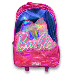 Original Smiggle Barbie Holographic Trolley Bag – 20 Inch | Grade 1–5 School & Travel Rolling Backpack