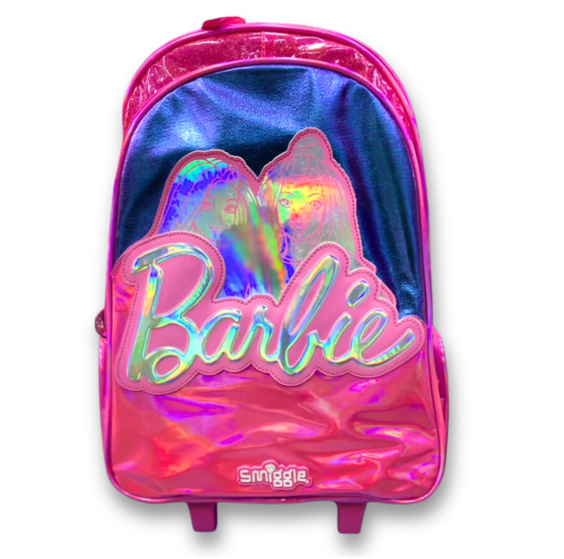 Original Smiggle Barbie Holographic Trolley Bag – 20 Inch | Grade 1–5 School & Travel Rolling Backpack