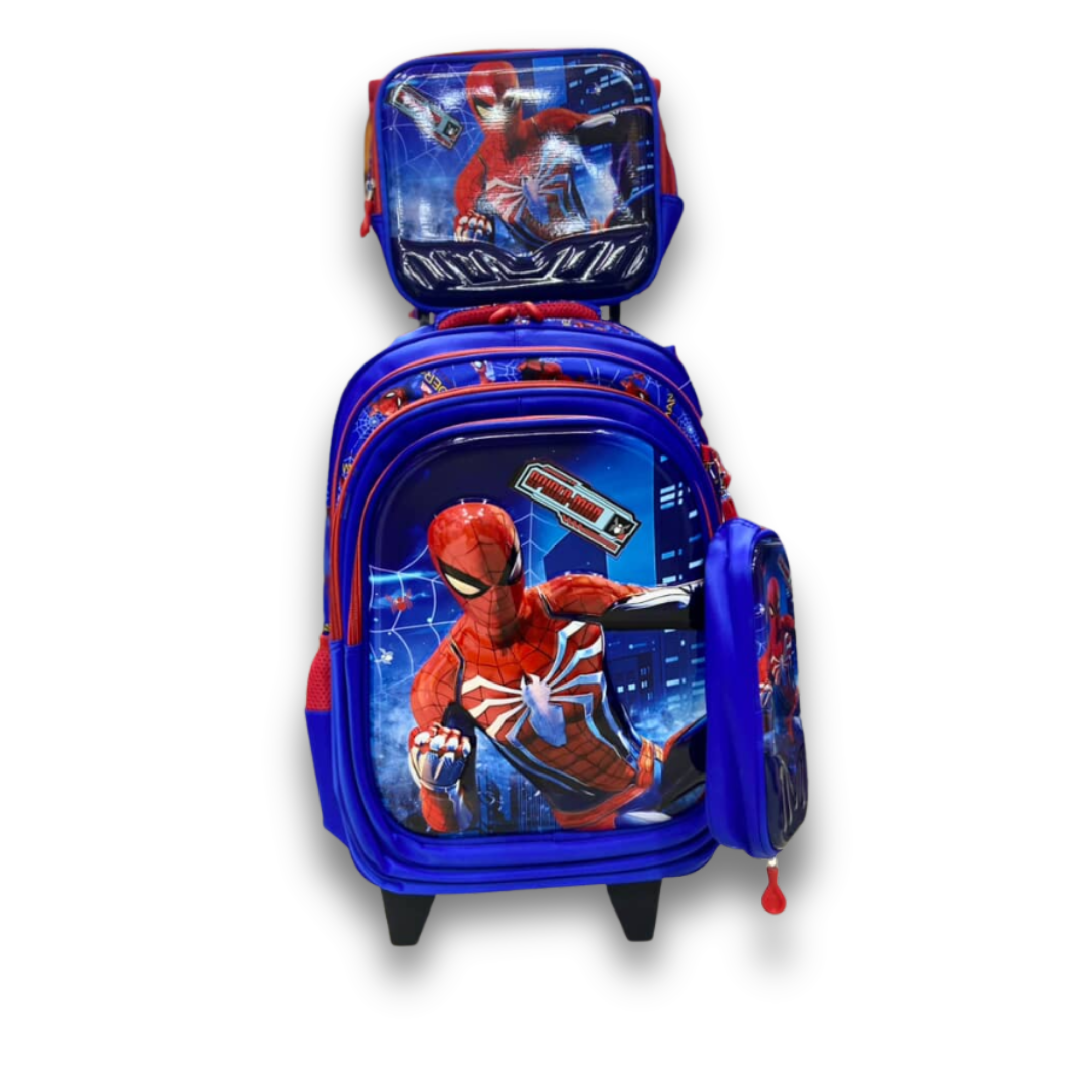 16 Inch Spider-Man Trolley School Bag Set for Boys – Grade 1 till 3 | Includes Lunch Box & Pencil Case