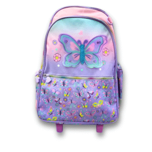 Original VEST 17 Inch Butterfly Trolley School Bag – Grade 1–3 Girls | Pastel & Glitter Design