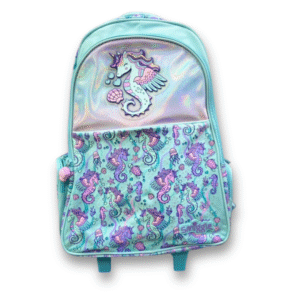 Original Smiggle Mermaid Seahorse Fantasy Trolley Bag – 20 Inch | Grade 1–5 School & Travel Rolling Backpack