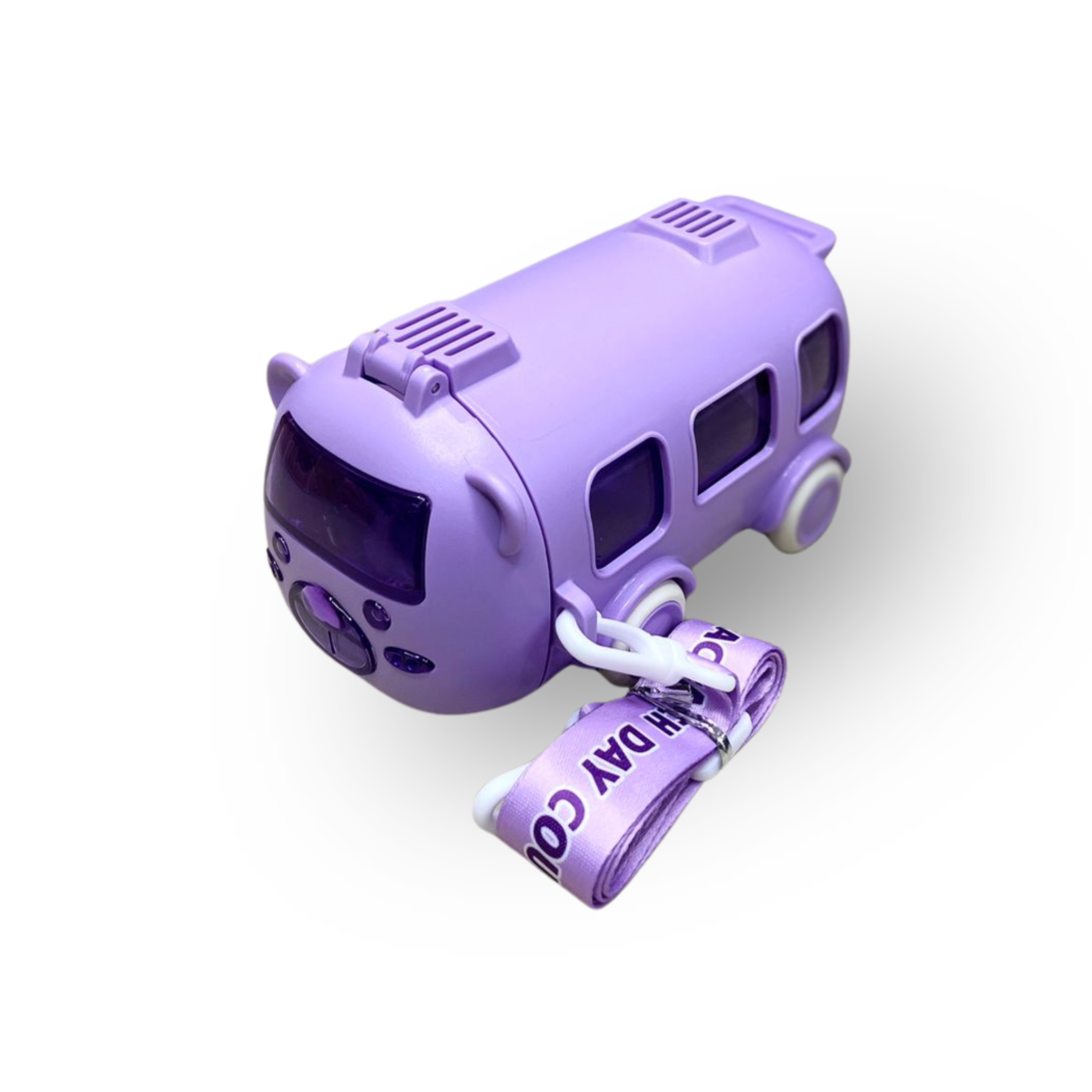 Kids Cartoon Bus Shape Water Bottle – 500ml Leak-Proof with Straw & Strap