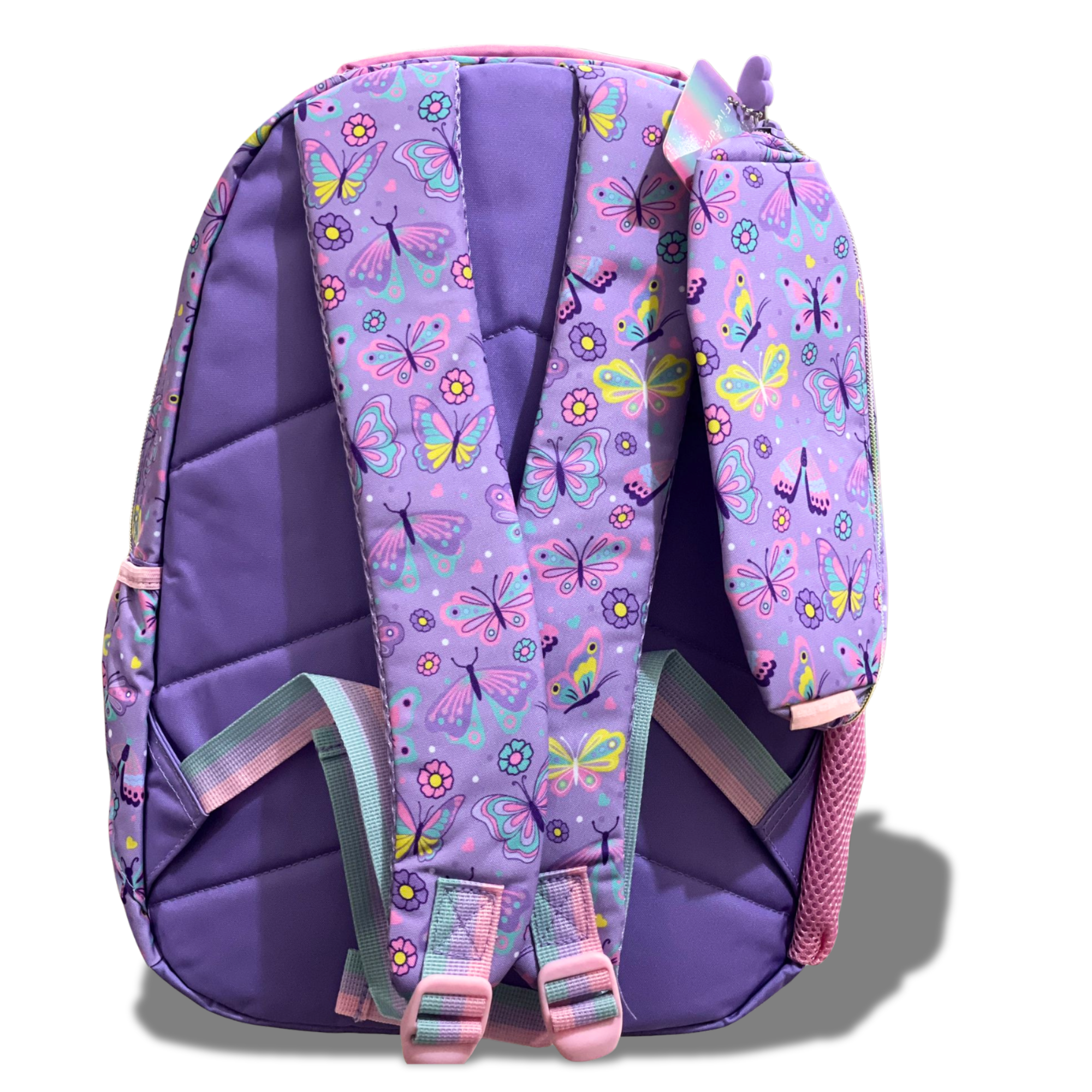 Vest 17" Butterfly Bloom School Bag – Glitter Wings | Custom Name Tag | Pastel Design - Image 2