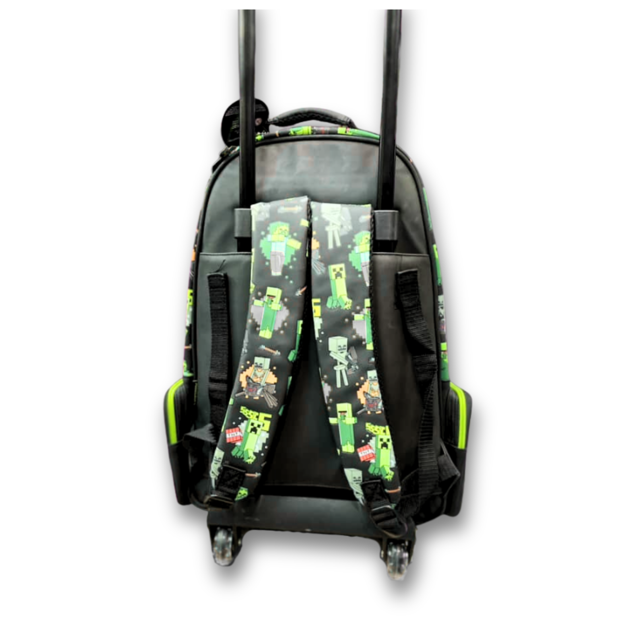 Original Smiggle Minecraft Creeper Trolley Bag – 20 Inch | Grade 1–5 School & Travel Rolling Backpack - Image 2