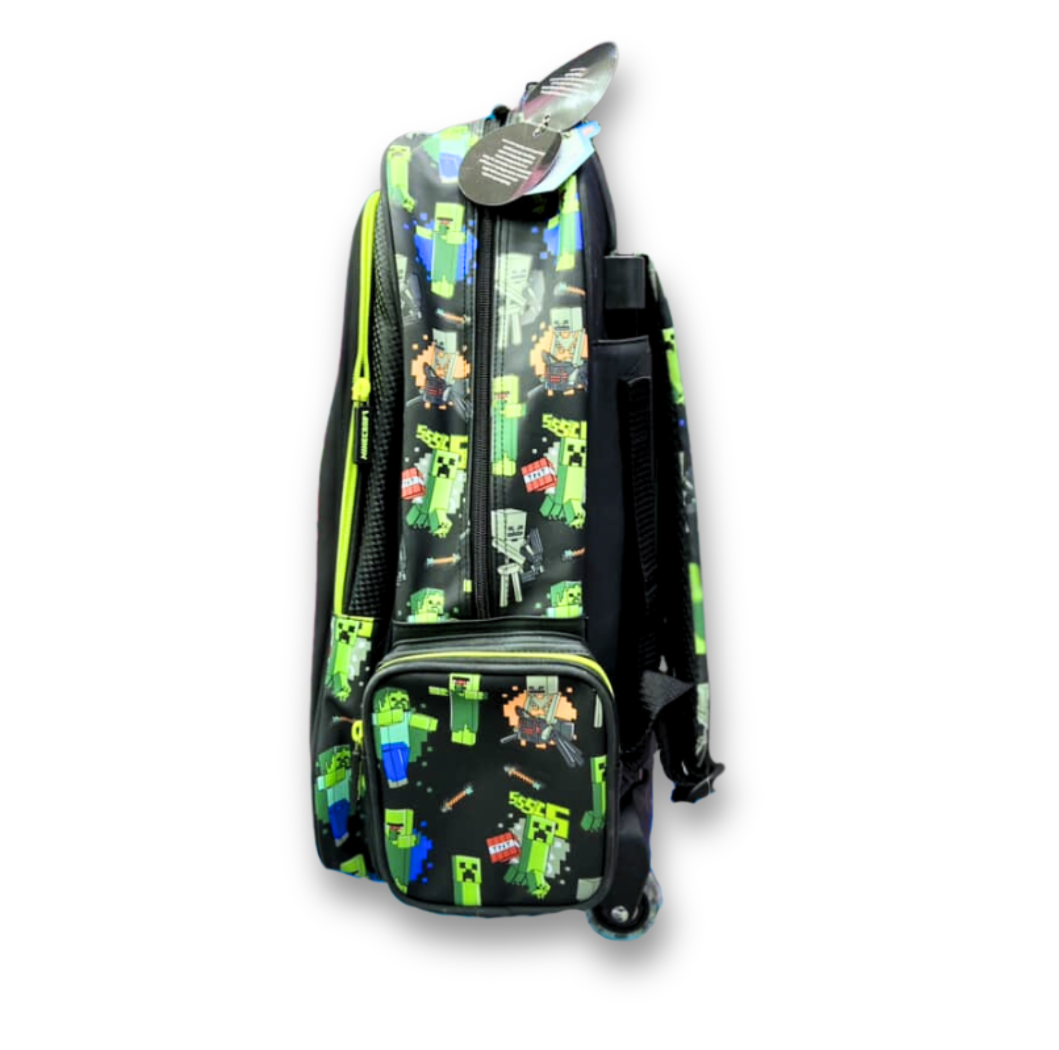 Original Smiggle Minecraft Creeper Trolley Bag – 20 Inch | Grade 1–5 School & Travel Rolling Backpack - Image 3
