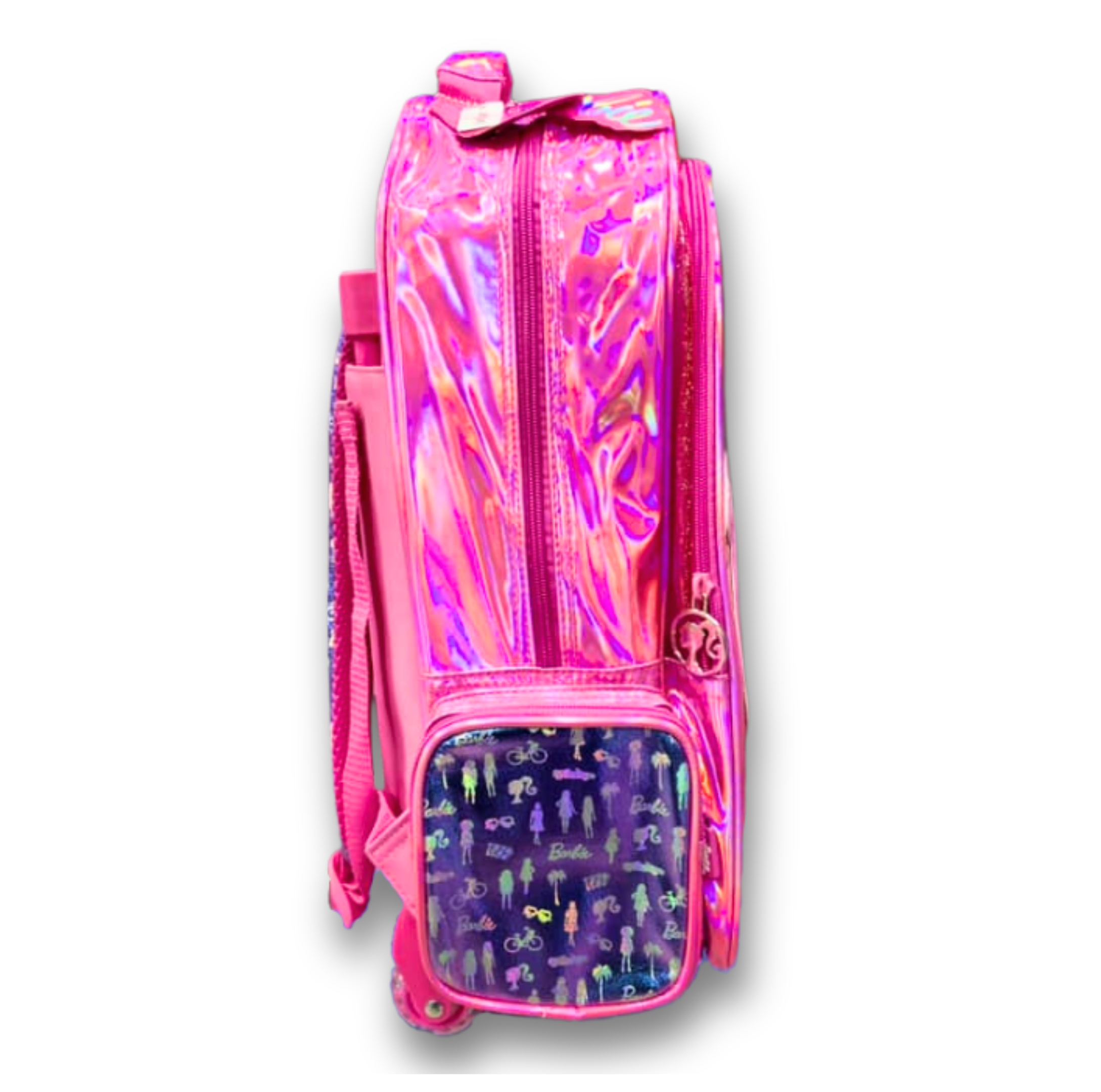 Original Smiggle Barbie Holographic Trolley Bag – 20 Inch | Grade 1–5 School & Travel Rolling Backpack - Image 4