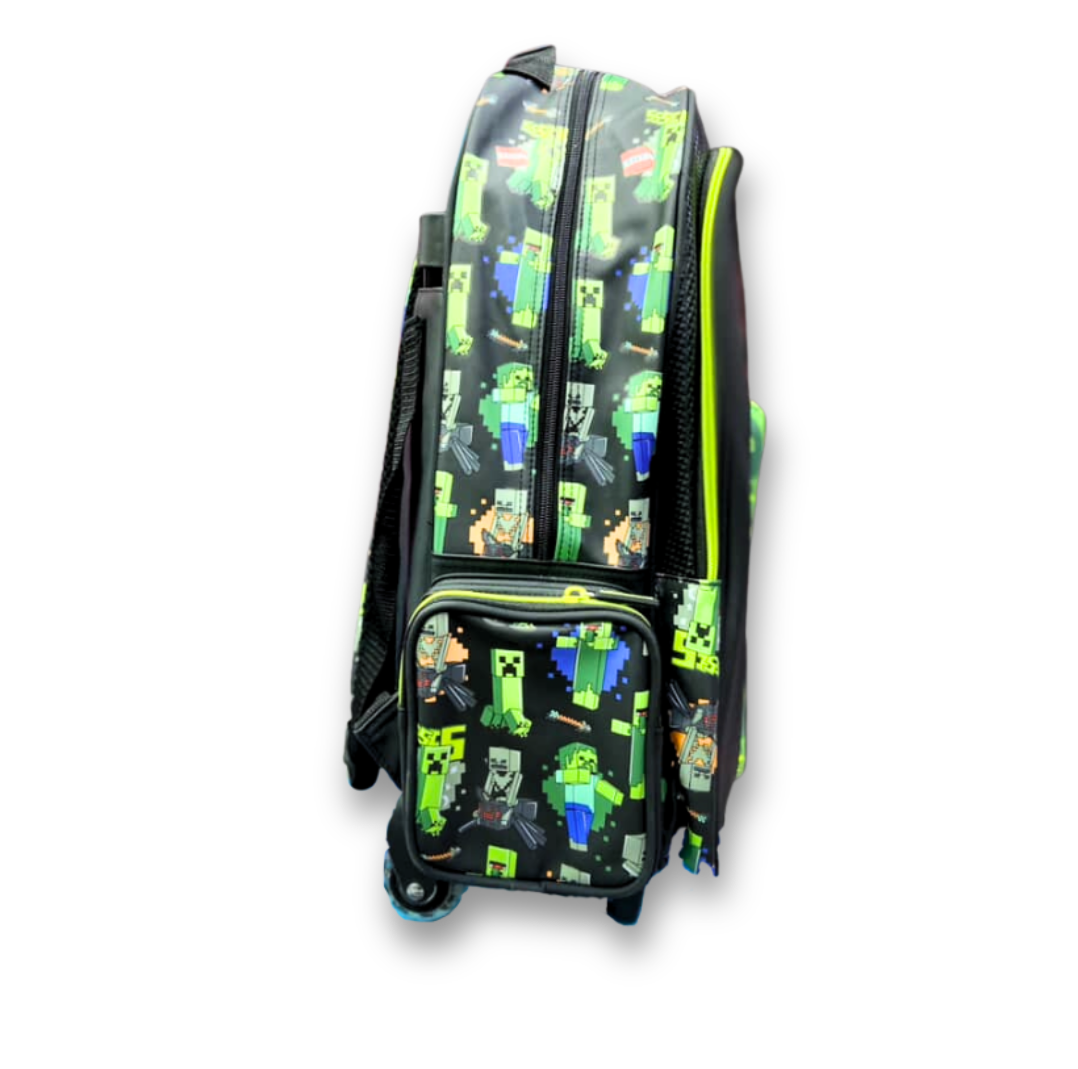 Original Smiggle Minecraft Creeper Trolley Bag – 20 Inch | Grade 1–5 School & Travel Rolling Backpack - Image 4