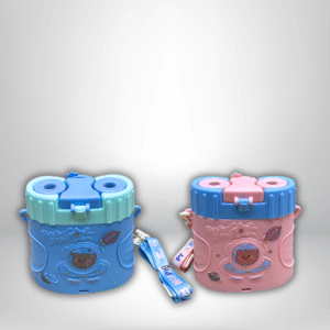 Kids Cartoon Camera Style Water Bottle – 350ml | Straw Lid